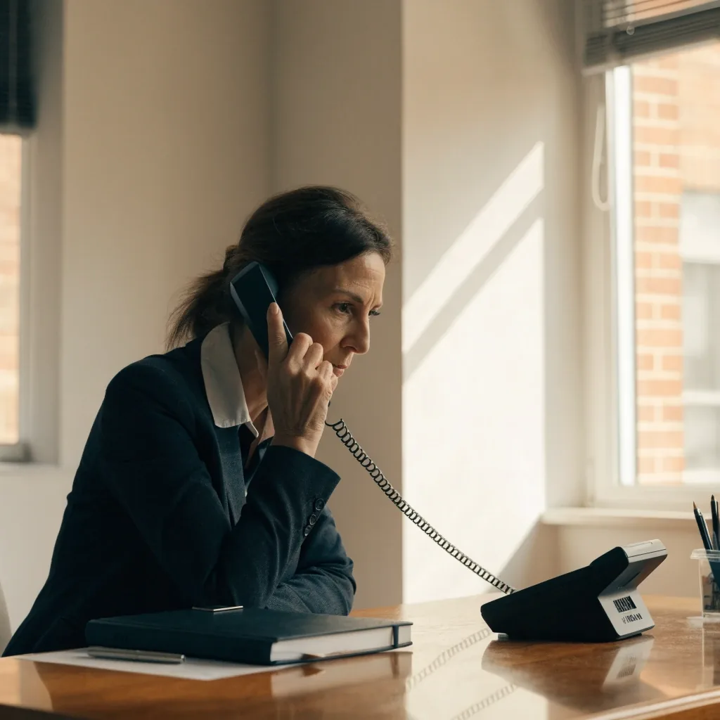 A team member answering a call at the inquiry desk