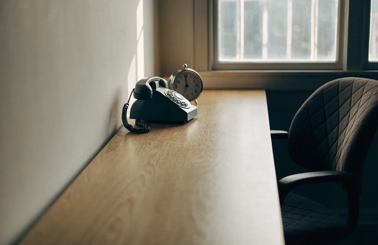 A clock and telephone near a window, showing how the desk day shifts for visitors in other time zones